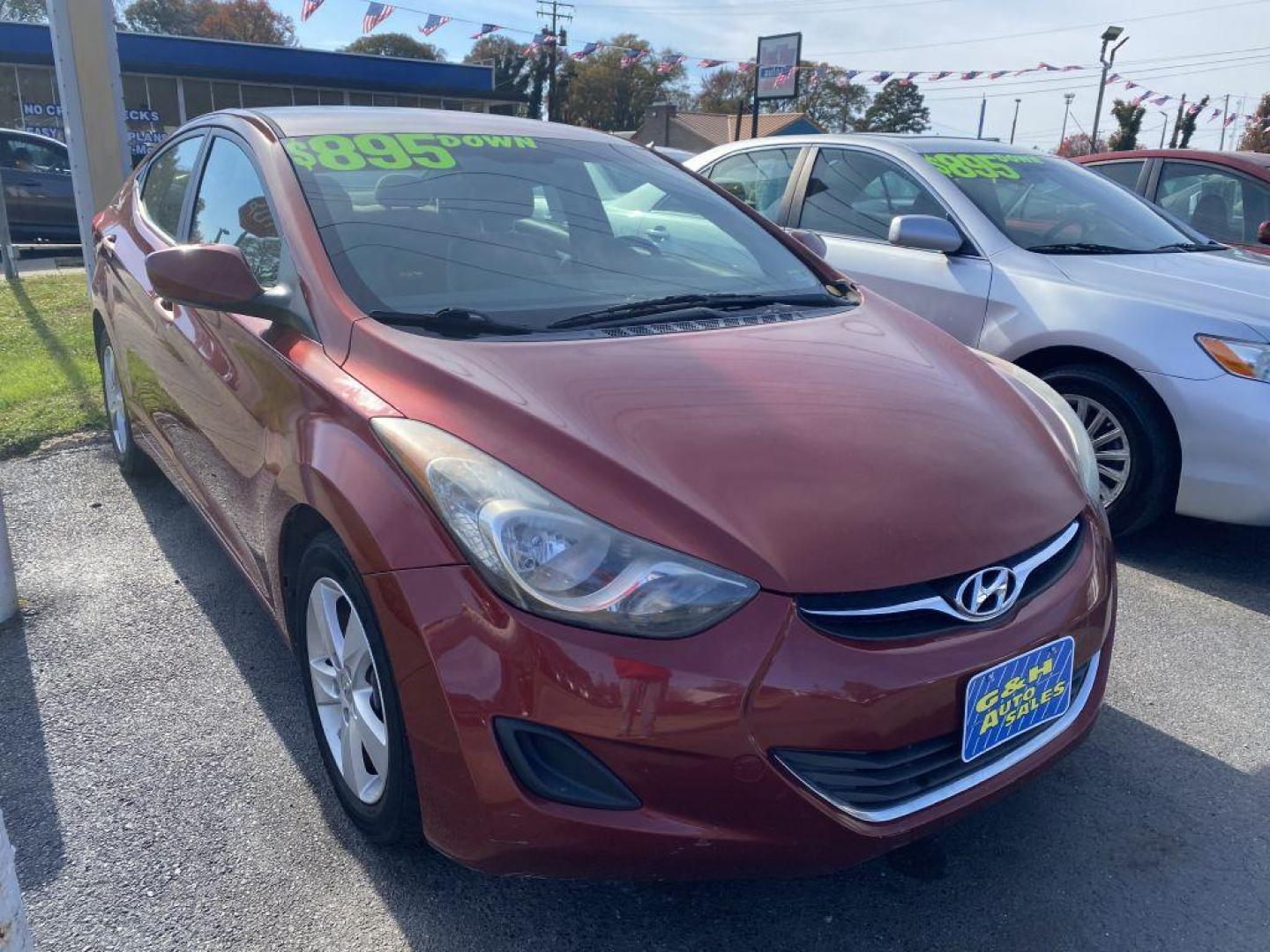 2013 RED HYUNDAI ELANTRA GLS (5NPDH4AE7DH) with an 1.8L engine, Automatic transmission, located at 930 E Little Creek Road, Norfolk, VA, 23518, (757) 588-0420, 36.915051, -76.244408 - Photo#0