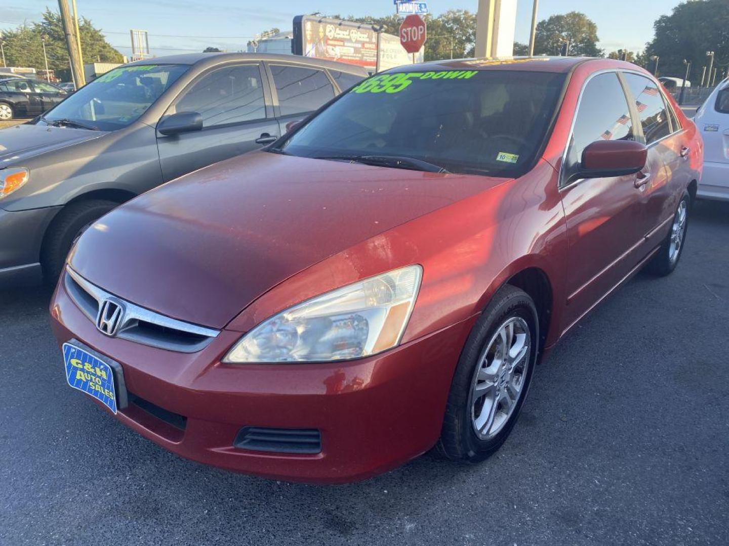 2007 RED HONDA ACCORD EX (1HGCM56897A) with an 2.4L engine, Automatic transmission, located at 930 E Little Creek Road, Norfolk, VA, 23518, (757) 588-0420, 36.915051, -76.244408 - Photo#0