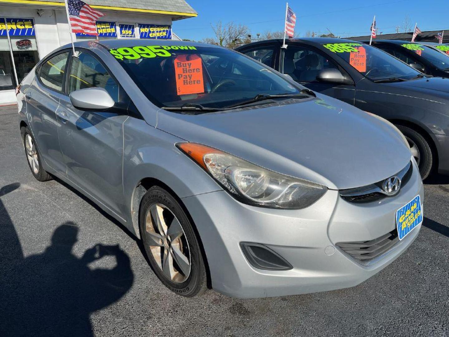 2013 SILVER HYUNDAI ELANTRA GLS (5NPDH4AE9DH) with an 1.8L engine, Automatic transmission, located at 930 E Little Creek Road, Norfolk, VA, 23518, (757) 588-0420, 36.915051, -76.244408 - Photo#0