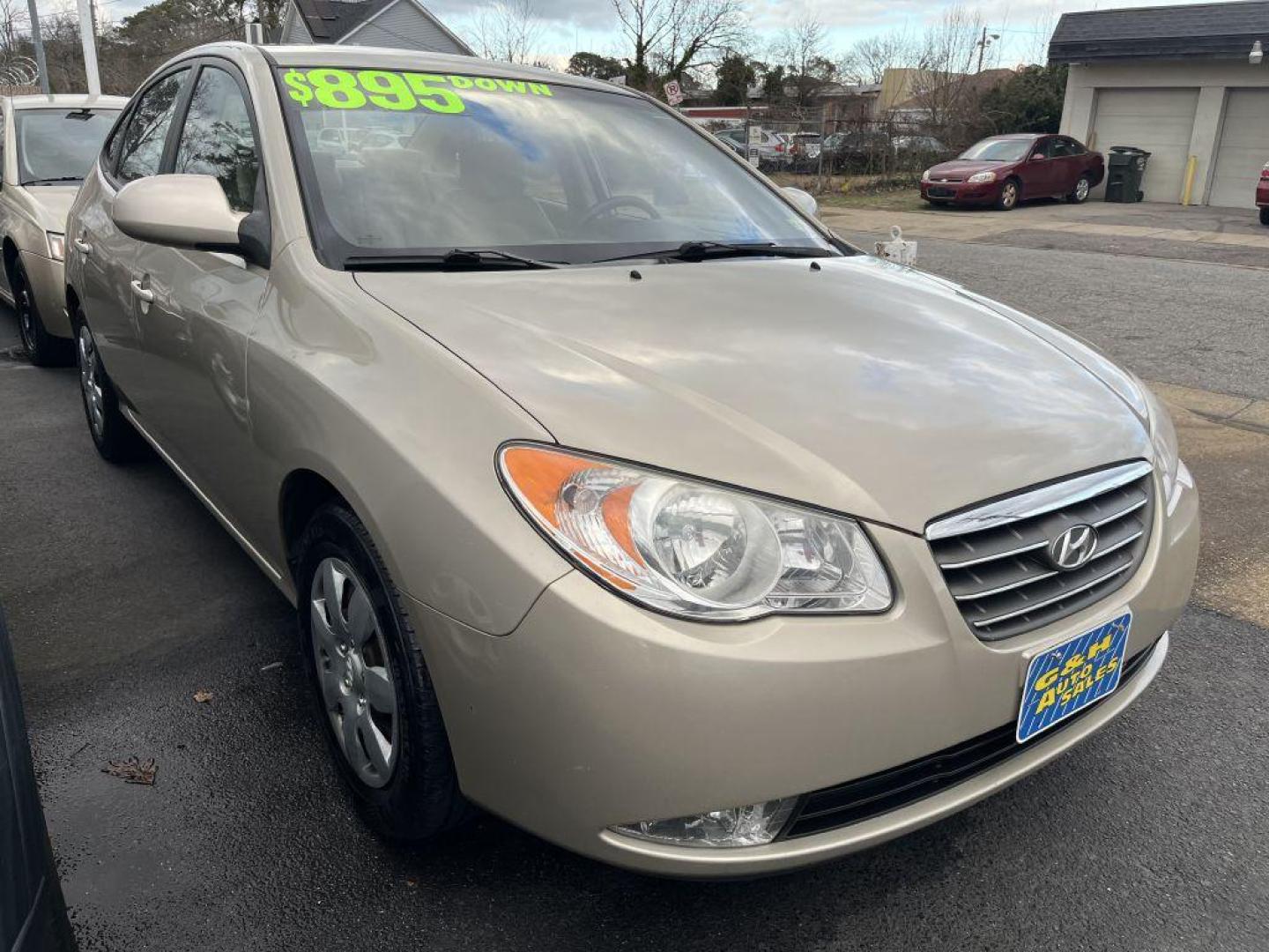 2008 GOLD HYUNDAI ELANTRA GLS (KMHDU46D08U) with an 2.0L engine, 4-Speed Manual transmission, located at 930 E Little Creek Road, Norfolk, VA, 23518, (757) 588-0420, 36.915051, -76.244408 - Photo#0