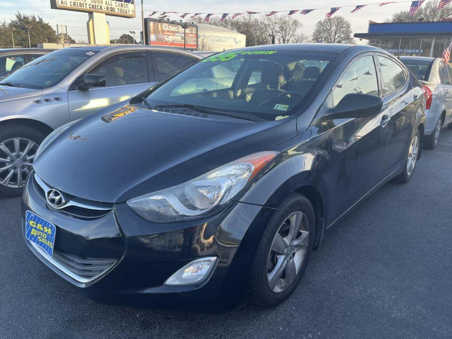 2013 BLACK HYUNDAI ELANTRA GLS (5NPDH4AE5DH) with an 1.8L engine, Automatic transmission, located at 930 E Little Creek Road, Norfolk, VA, 23518, (757) 588-0420, 36.915051, -76.244408 - Photo#0