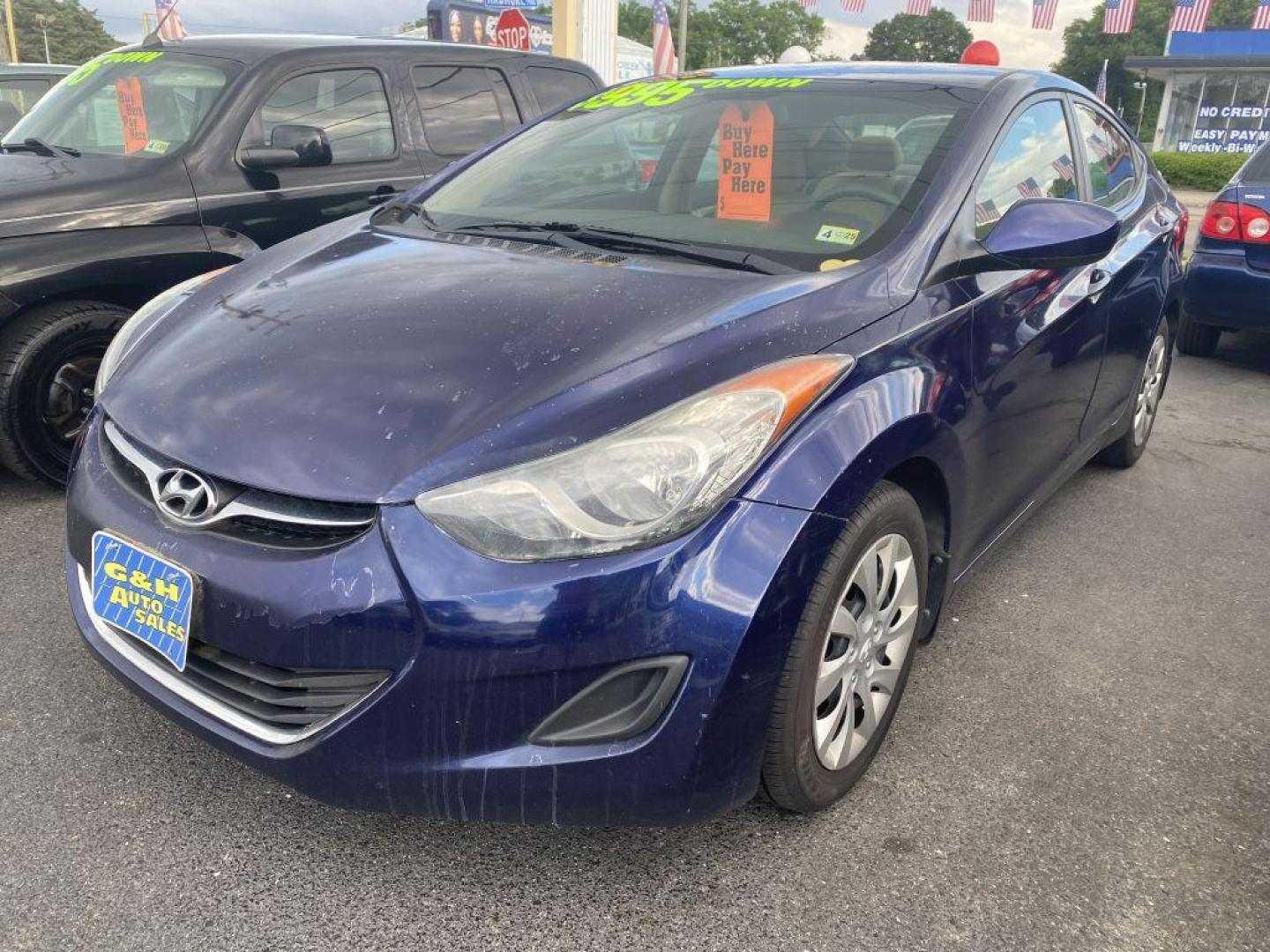 2013 BLUE HYUNDAI ELANTRA GLS (5NPDH4AE6DH) with an 1.8L engine, Automatic transmission, located at 930 E Little Creek Road, Norfolk, VA, 23518, (757) 588-0420, 36.915051, -76.244408 - Photo#0