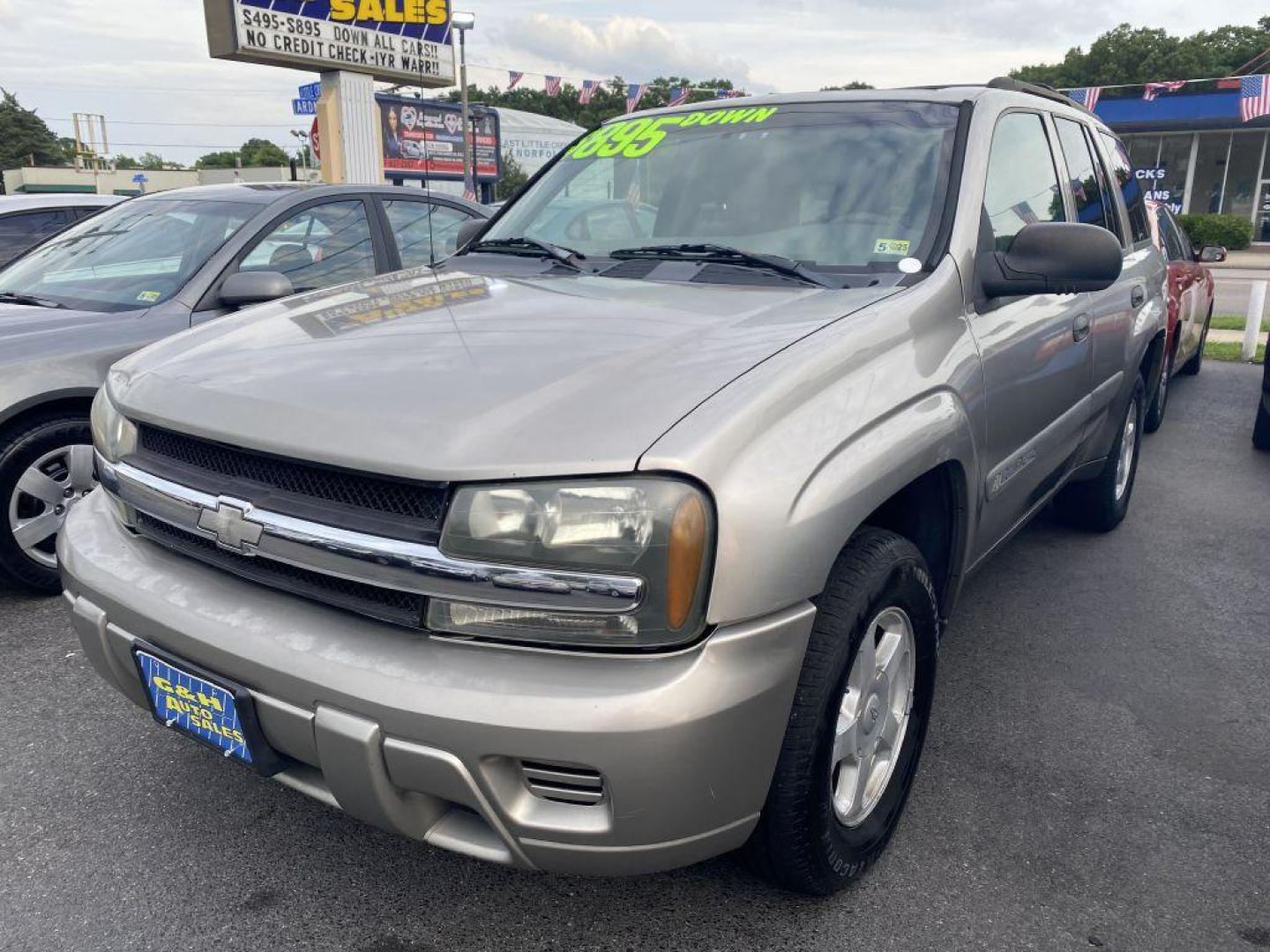 2003 GOLD CHEVROLET TRAILBLAZER (1GNDS13S232) with an 4.2L engine, Automatic transmission, located at 930 E Little Creek Road, Norfolk, VA, 23518, (757) 588-0420, 36.915051, -76.244408 - Photo#0