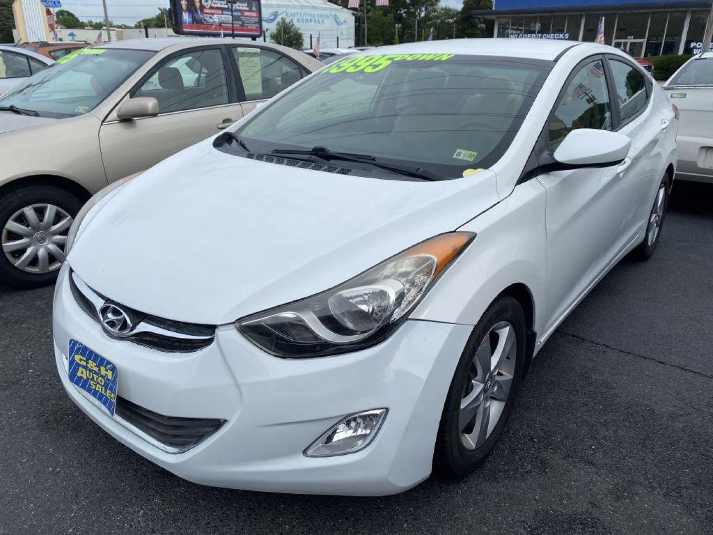 2013 WHITE HYUNDAI ELANTRA GLS (5NPDH4AEXDH) with an 1.8L engine, Automatic transmission, located at 930 E Little Creek Road, Norfolk, VA, 23518, (757) 588-0420, 36.915051, -76.244408 - Photo#0