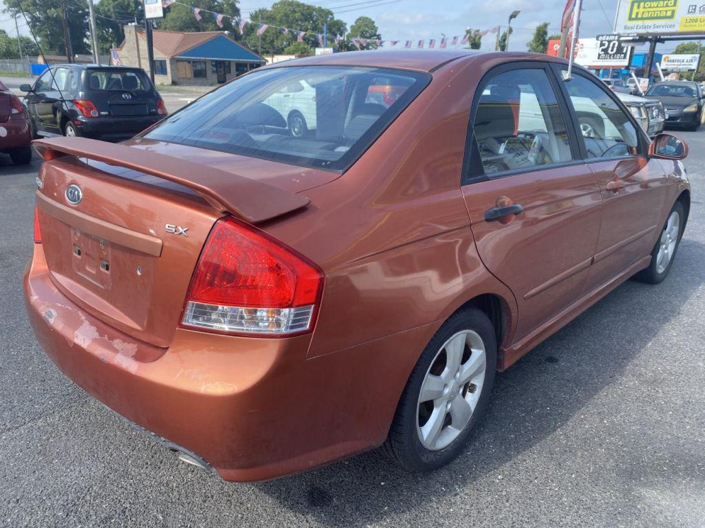 2009 ORANGE KIA SPECTRA EX (KNAFE221X95) with an 2.0L engine, Automatic transmission, located at 930 E Little Creek Road, Norfolk, VA, 23518, (757) 588-0420, 36.915051, -76.244408 - Photo#3