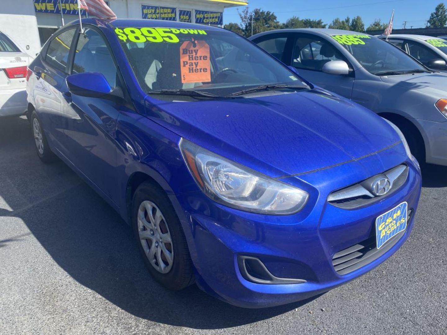 2013 BLUE HYUNDAI ACCENT GLS (KMHCT4AE5DU) with an 1.6L engine, Automatic transmission, located at 930 E Little Creek Road, Norfolk, VA, 23518, (757) 588-0420, 36.915051, -76.244408 - Photo#0