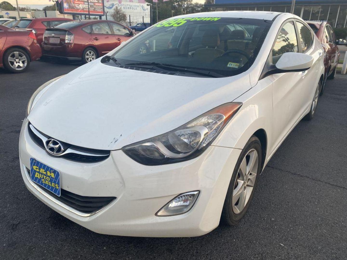 2013 WHITE HYUNDAI ELANTRA GLS (5NPDH4AE0DH) with an 1.8L engine, Automatic transmission, located at 930 E Little Creek Road, Norfolk, VA, 23518, (757) 588-0420, 36.915051, -76.244408 - Photo#0