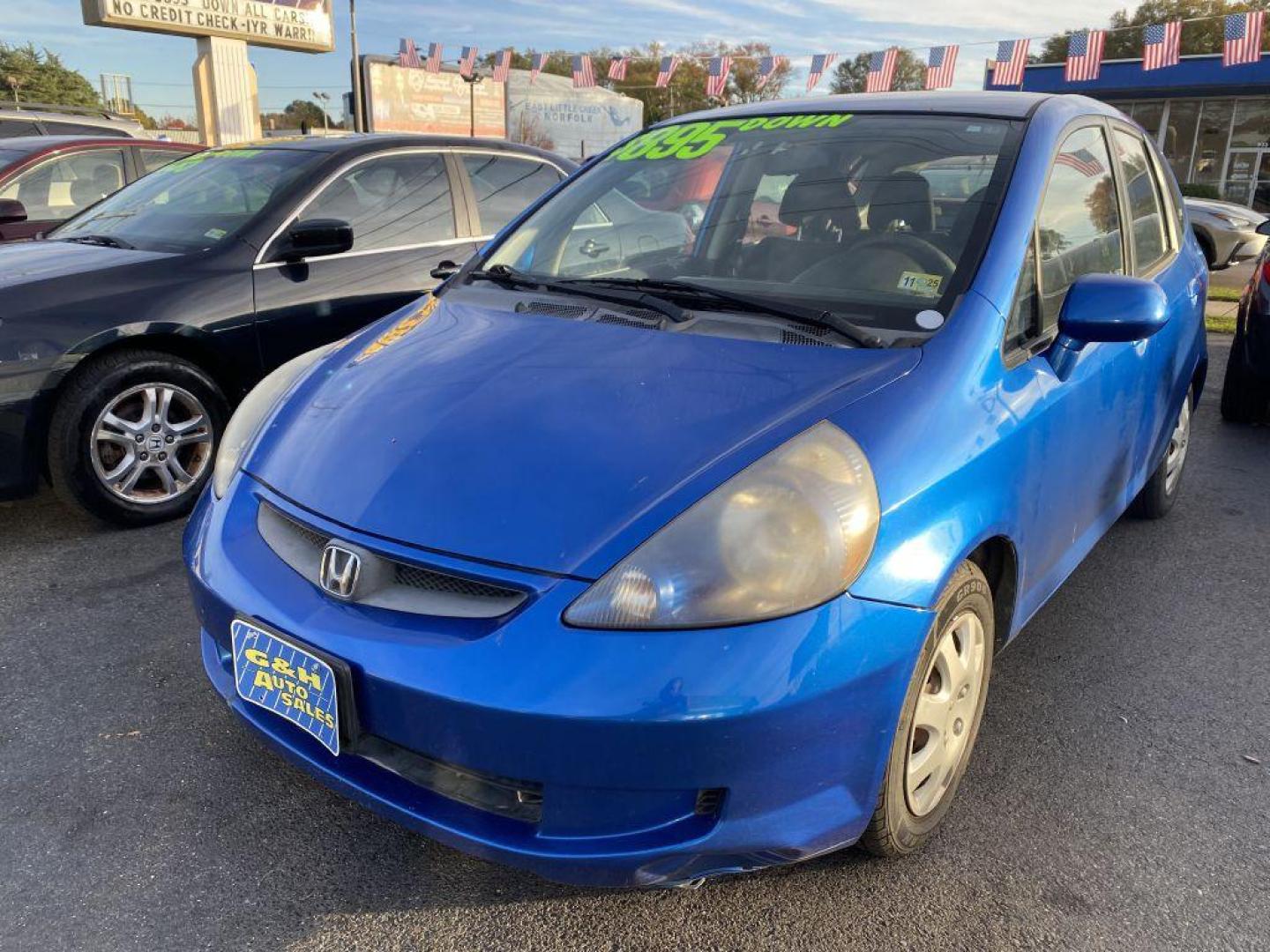 2007 BLUE HONDA FIT (JHMGD38477S) with an 1.5L engine, Automatic transmission, located at 930 E Little Creek Road, Norfolk, VA, 23518, (757) 588-0420, 36.915051, -76.244408 - Photo#0