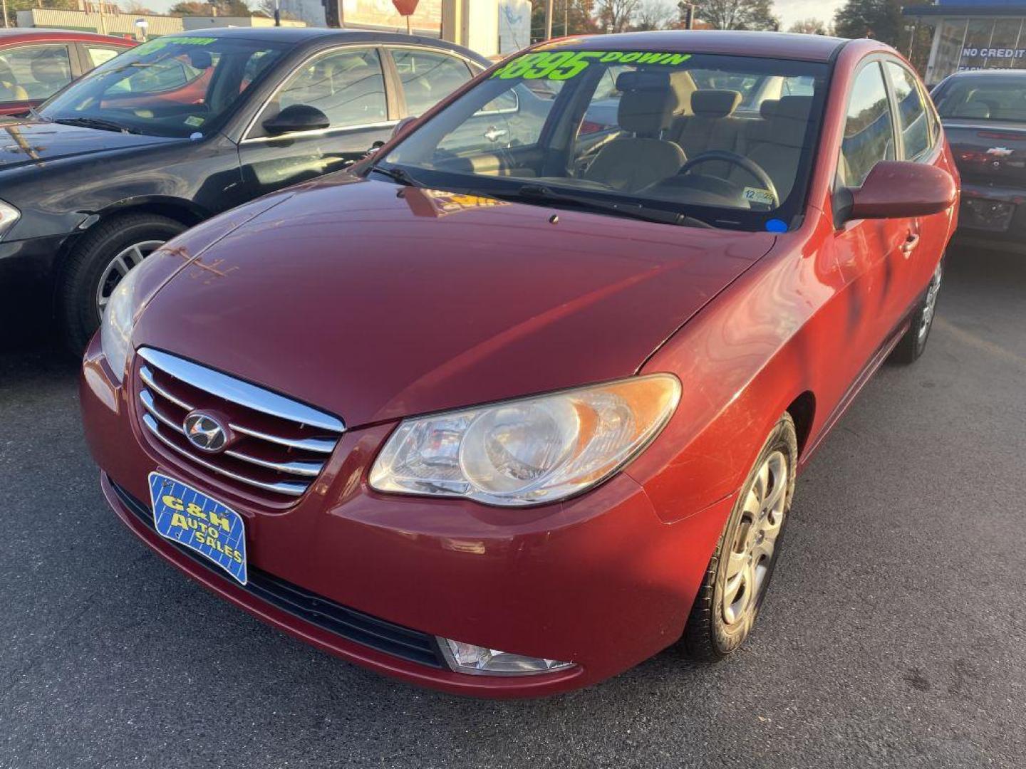 2010 RED HYUNDAI ELANTRA BLUE (KMHDU4AD0AU) with an 2.0L engine, Automatic transmission, located at 930 E Little Creek Road, Norfolk, VA, 23518, (757) 588-0420, 36.915051, -76.244408 - Photo#0