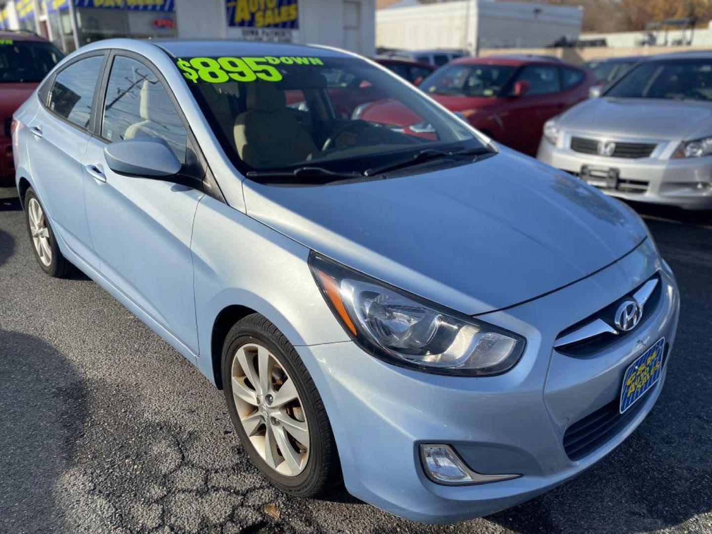 2013 BLUE HYUNDAI ACCENT GLS (KMHCU4AE0DU) with an 1.6L engine, Automatic transmission, located at 930 E Little Creek Road, Norfolk, VA, 23518, (757) 588-0420, 36.915051, -76.244408 - Photo#0