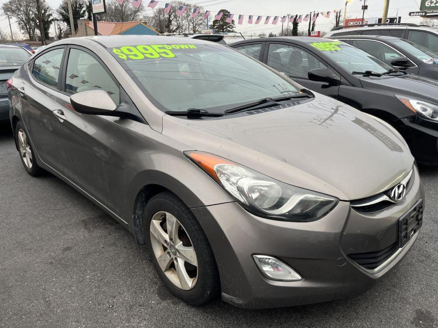 2012 TAN HYUNDAI ELANTRA GLS (5NPDH4AEXCH) with an 1.8L engine, Automatic transmission, located at 930 E Little Creek Road, Norfolk, VA, 23518, (757) 588-0420, 36.915051, -76.244408 - Photo#0